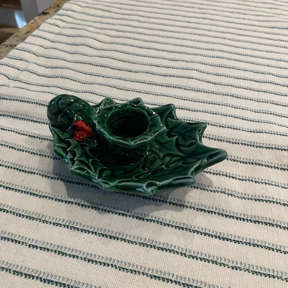 Vintage Lefton Holly Berry Candle Holder